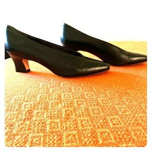 Green Leather Kitten Heels